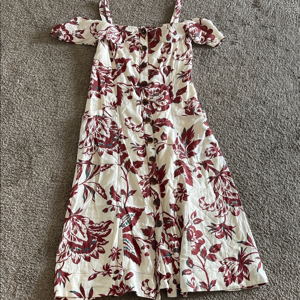 Anthropologie Burgundy Floral Dress. EUC